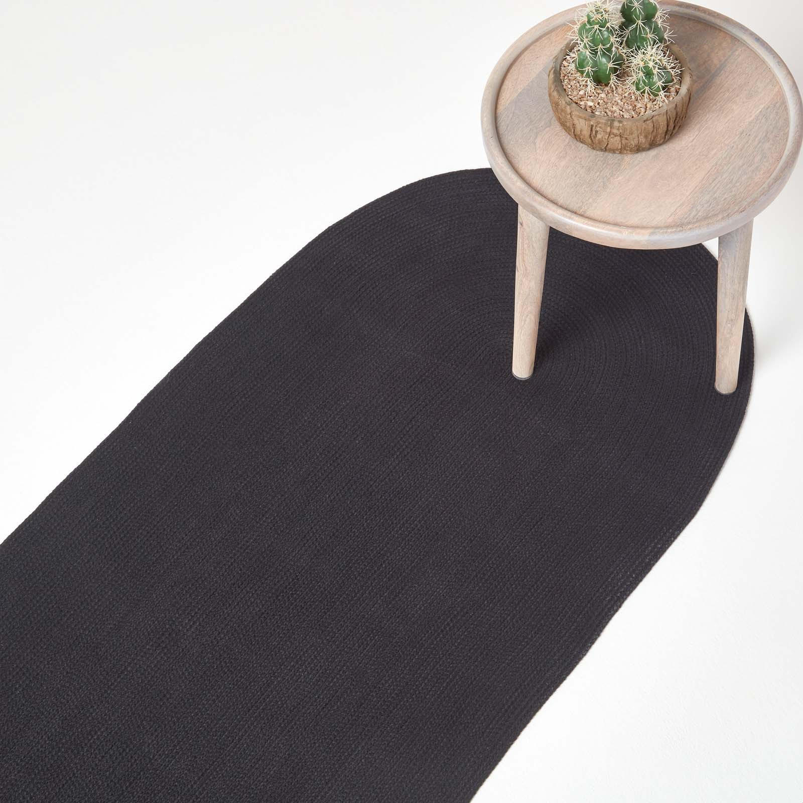 TEPPICHLÄUFER geflochten oval 66/200 cm - Schwarz, Textil (66/200cm) - Homescapes