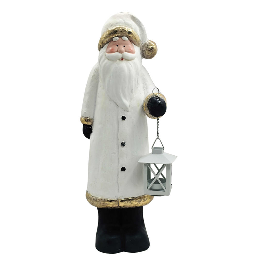 FIGUR Weihnachtsmann Santa Lila Weiß 14.7/20/51 cm Keramik - Weiß, Keramik (20/51/14.7cm) - Mondex