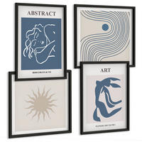BILDER SET 4er Set - 50x50 cm & 40x60 cm Schwarzer Rahmen - Matisses stilvolle abstrakte Muster - Schwarz, Kunststoff (50/50cm) - TULUP