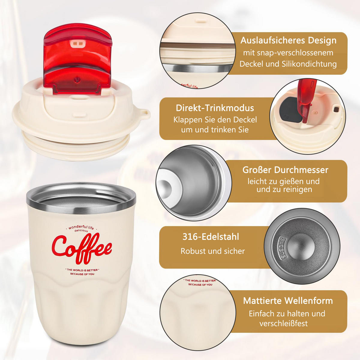 THERMOBECHER Weiß 0.36L - Weiß, Kunststoff (0.36L) - Kaket