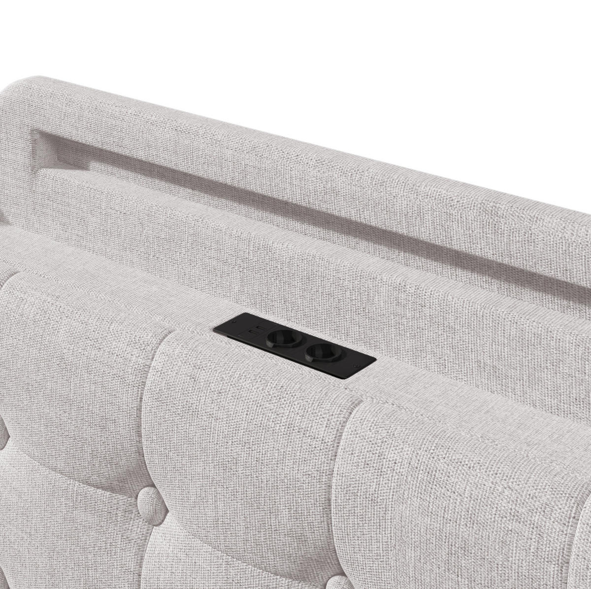 POLSTERBETT 140/200 cm Beige aus Leinen mit LED-Lichtleiste und Stauraum - Beige, Textil (140/200cm) - OKMYHOME