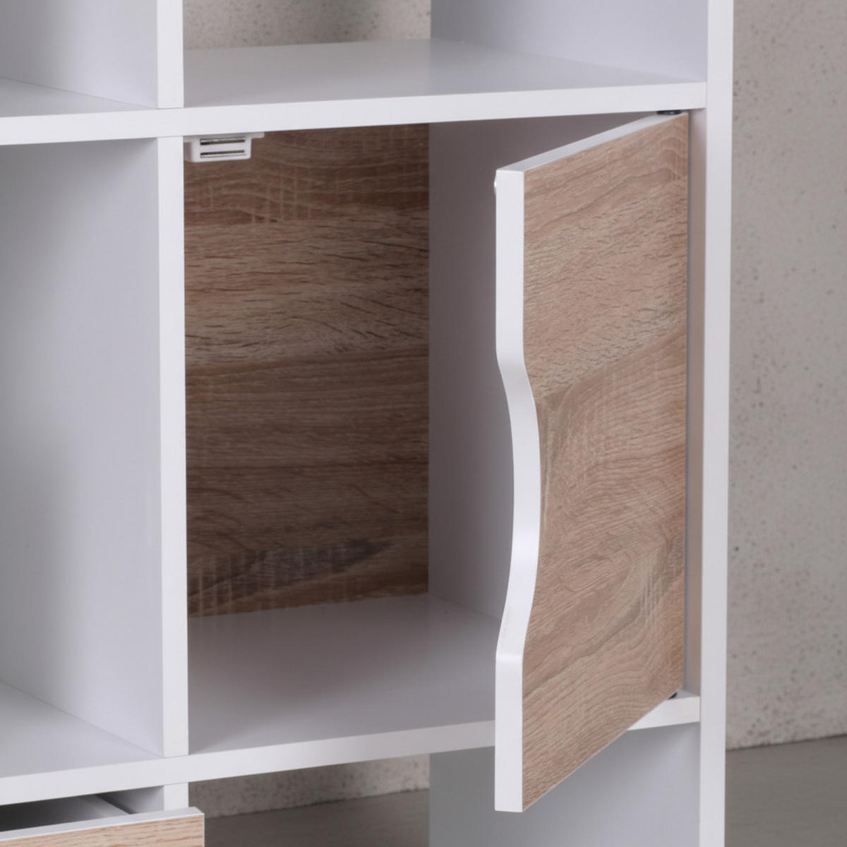 BÜCHERREGAL – Sonoma Eiche/Weiß, 8 Fächer, modern, Raumteiler-funktion - Weiß, Holz (60/120/29cm) - KADIMA DESIGN