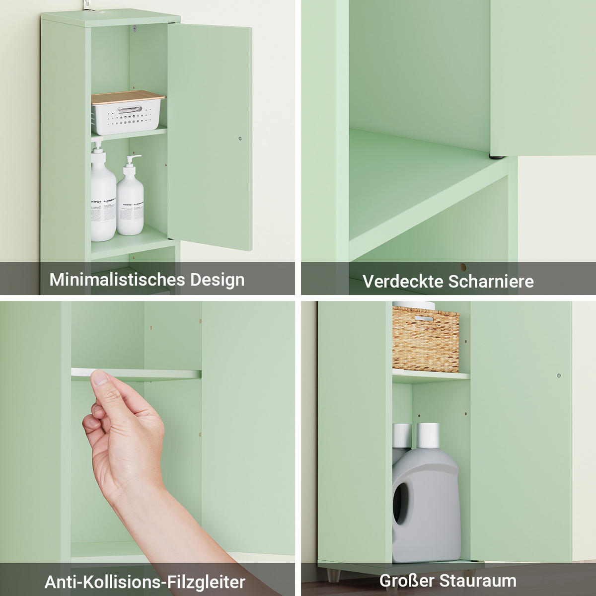 HOCHSCHRANK schmal Hellgrün - Hellgrün, Holzwerkstoff (20/180/20cm) - SoBuy