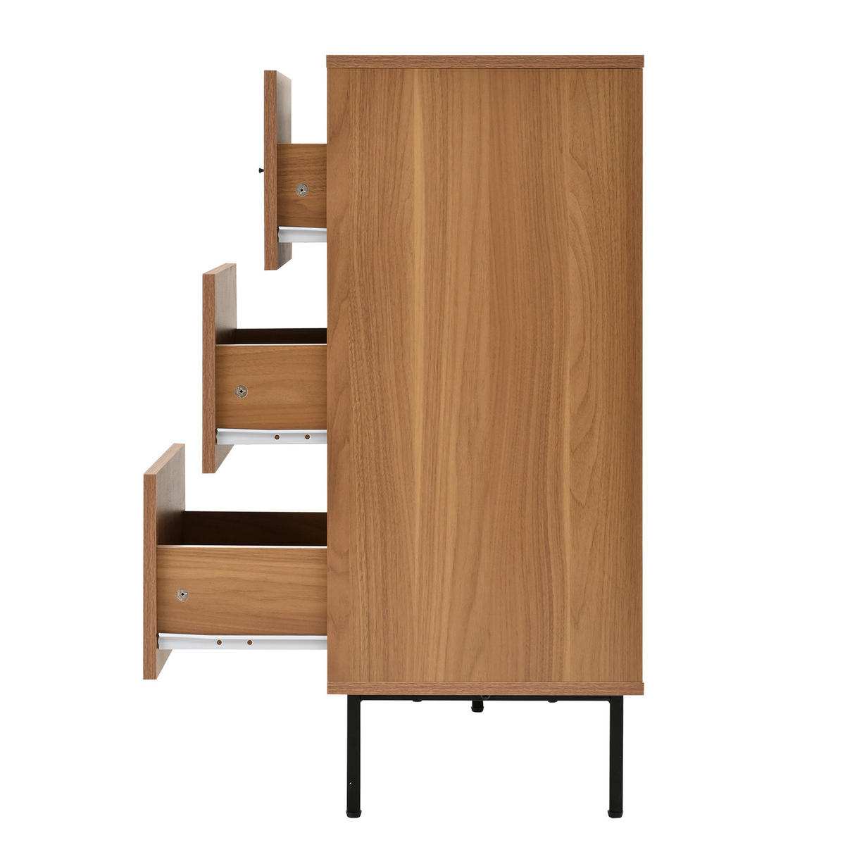 SIDEBOARD 2 Schiebetüren, 3 Schubladen, verstellbare Regale Wohnzimmer & Esszimmer Aufbewahrung - Braun, Holzwerkstoff (140/91/37cm) - Urban Meuble