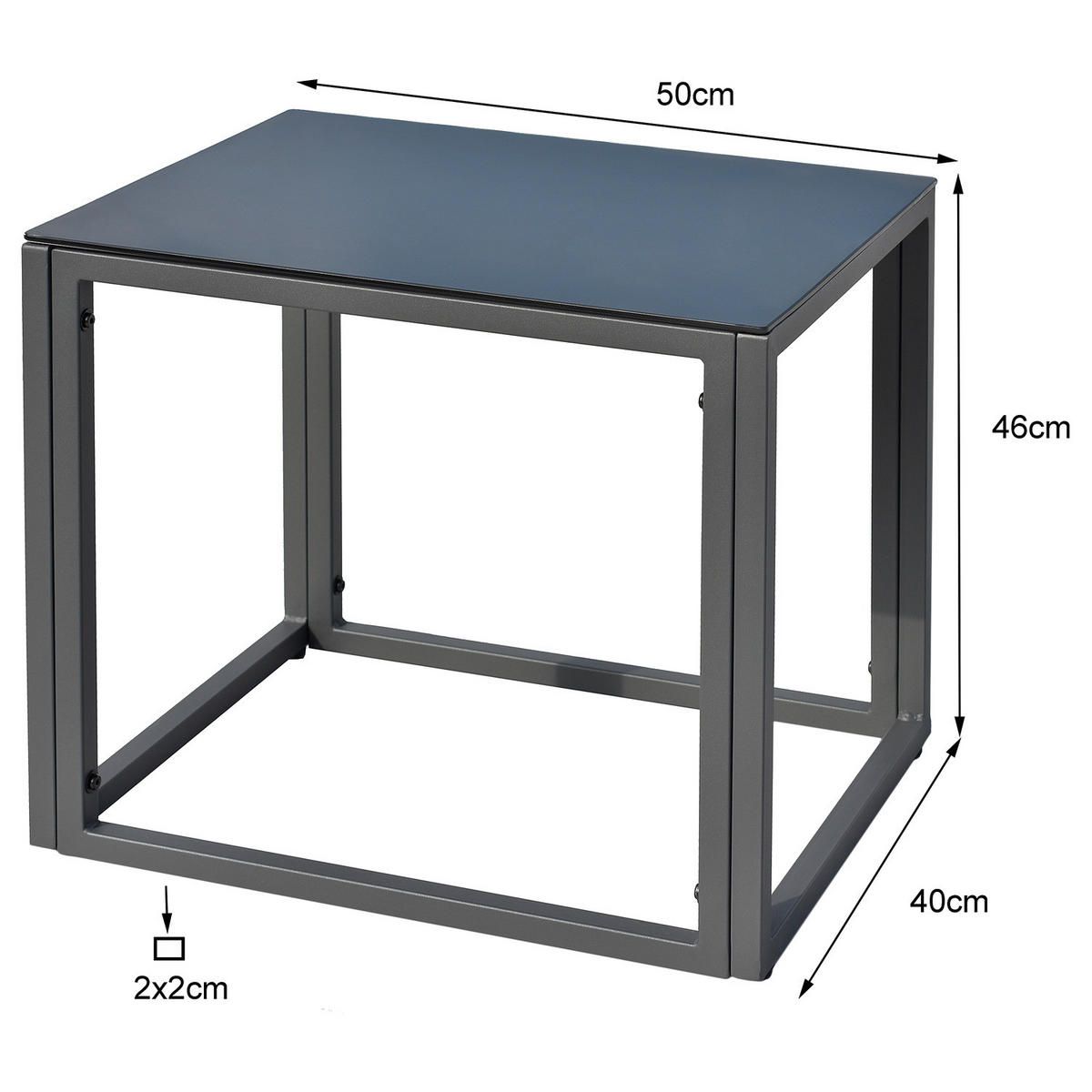 LOUNGEGRUPPE - 3-teilig - Stahl / Webstoff - Grau - Grau, Glas/Textil - home24