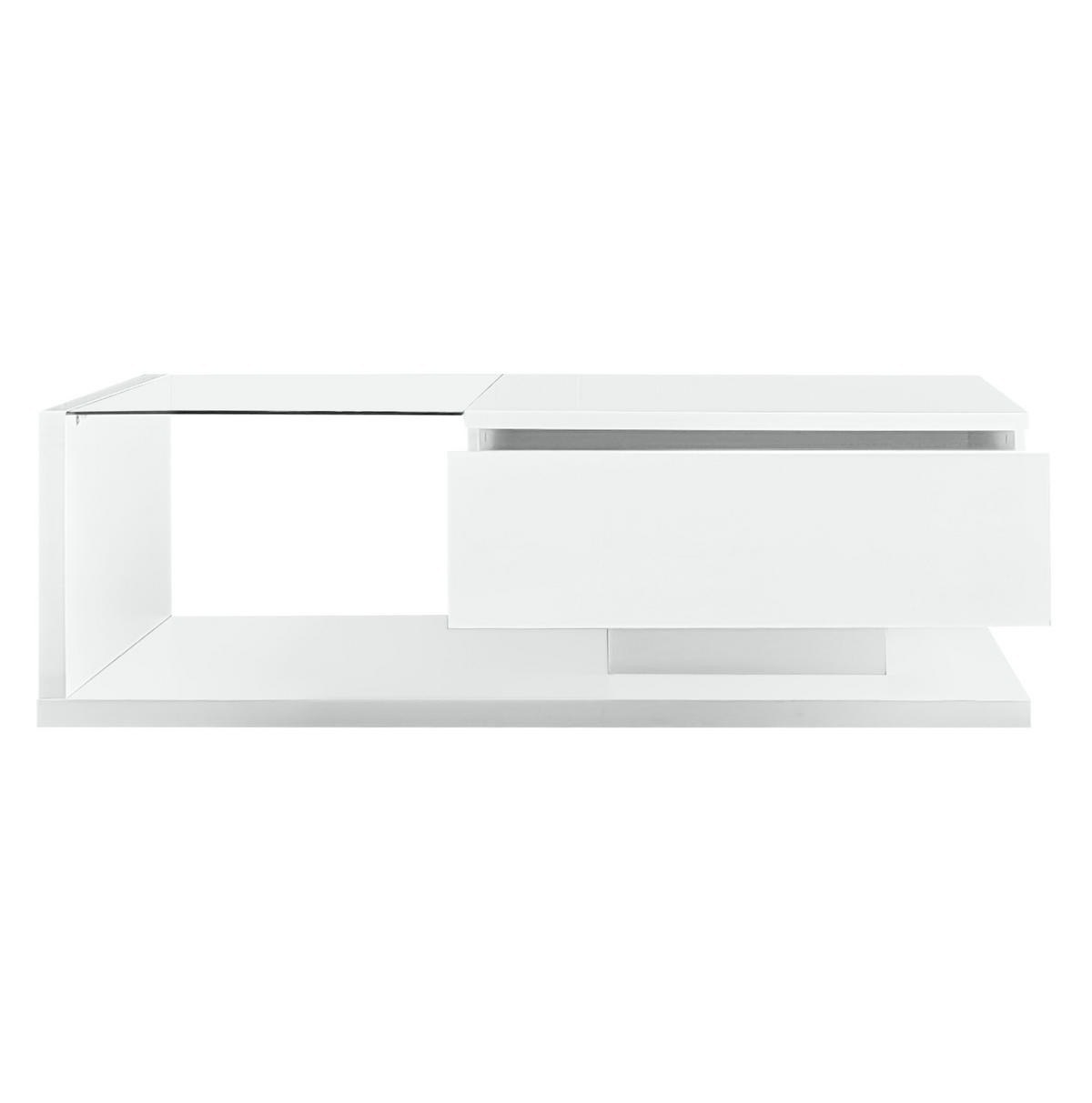 COUCHTISCH, Hochglanz-Weiß mit gehärtetem Glas und 16‑farbiger dimmbarer LED, 105/55/32,5 cm,Weiß - Weiß, Holzwerkstoff (105/55/32.5cm) - Redom