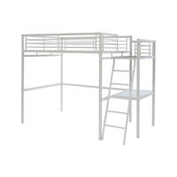 HOCHBETT mit Schreibtisch - 140 x 190 cm - Weiß - CASUAL II - Weiß, Metall - Vente-Unique