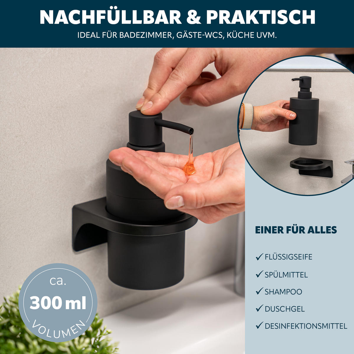 BADACCESSOIRESET SAVONA Softtouch (2er-Set) - Schwarz, Kunststoff (7/16/19cm) - bremermann