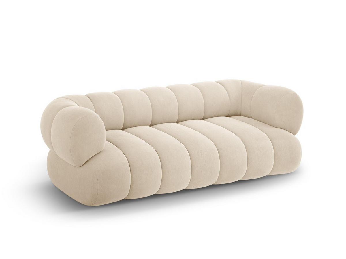 SOFA Koge aus Samt leichtes beige 3 Sitzplätze - Creme, Textil (95/70/210cm) - Cosmopolitan Design