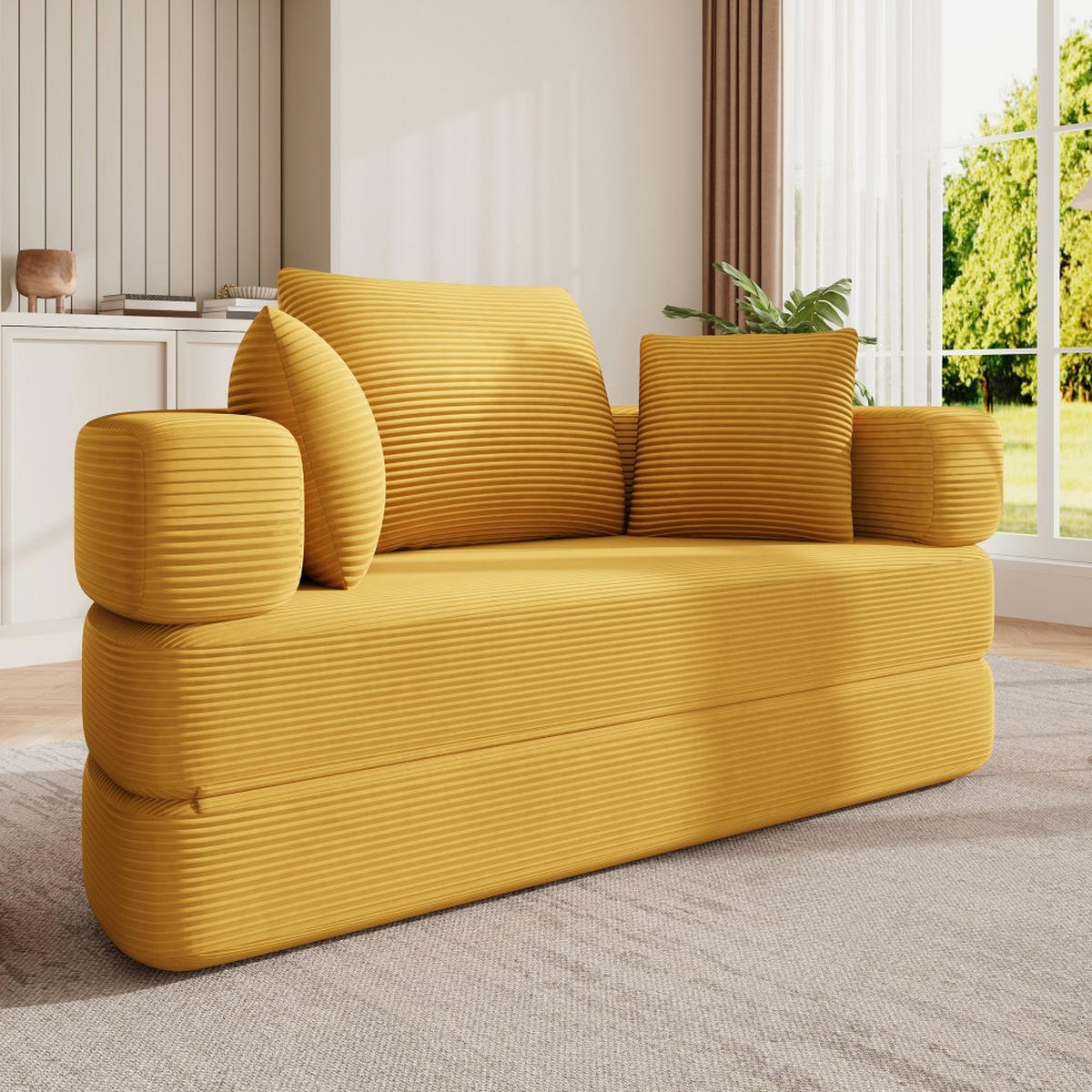 KLAPPSOFABETT 2-in-1 Sofa und Bett 173/176/40 cm - Gelb, Textil (176/40/173cm)