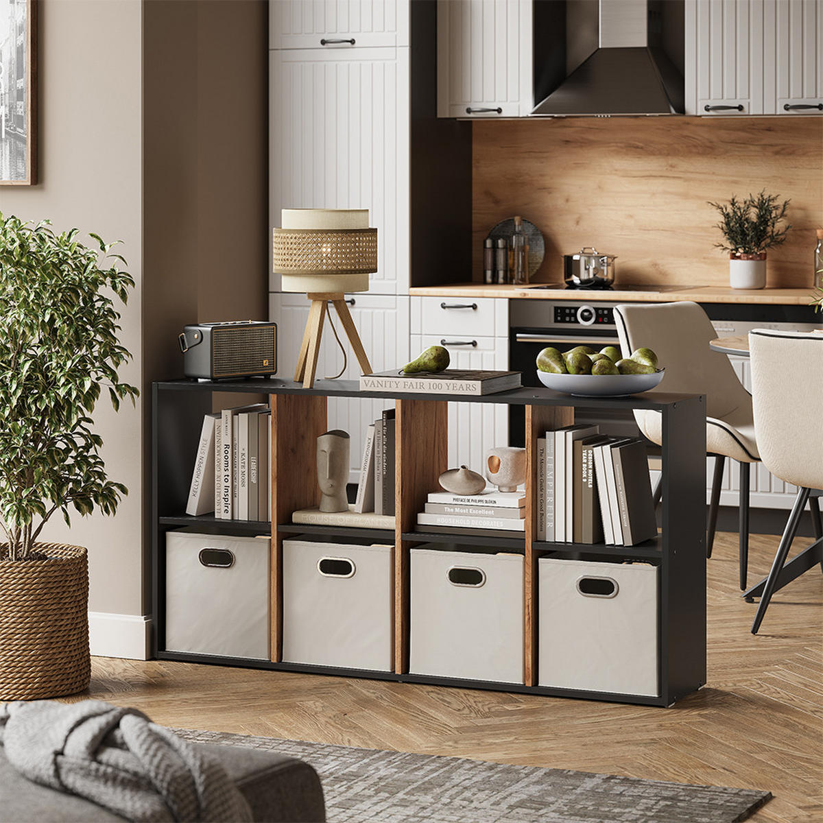 RAUMTEILER Scutum Anthrazit/Goldkraft Eiche 143 x 72 cm - Honigeiche/Anthrazit, Holzwerkstoff (143/72/29cm) - Vicco