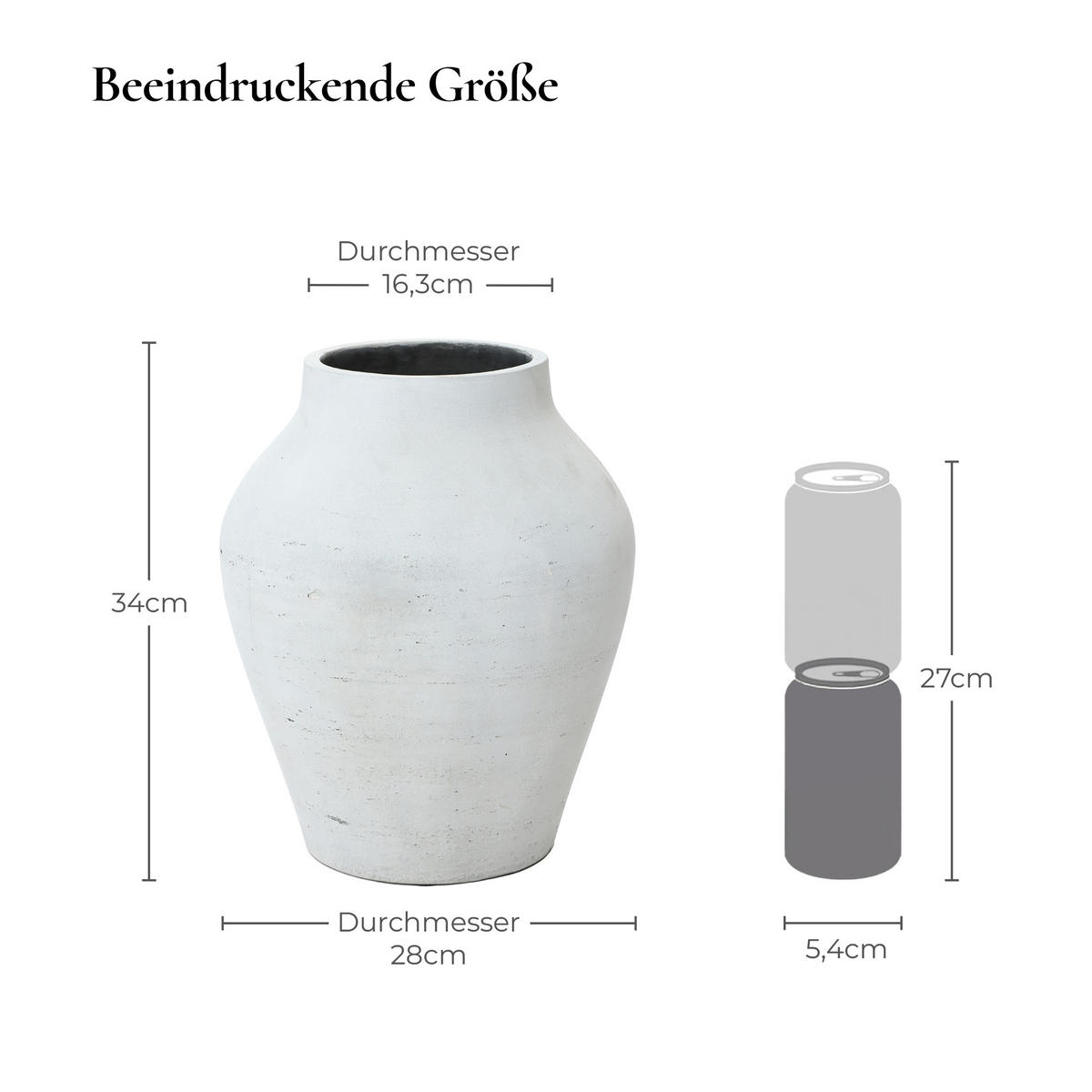 VASE Alba, 34 cm Hoch - Weiß, Naturmaterialien (34cm) - Hometopia