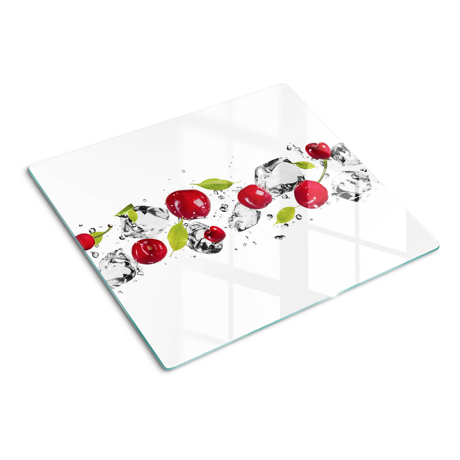 GLASPLATTE 60x52 cm Kirschen und Wasser - Rot, Glas (60/0.4/52cm) - TULUP