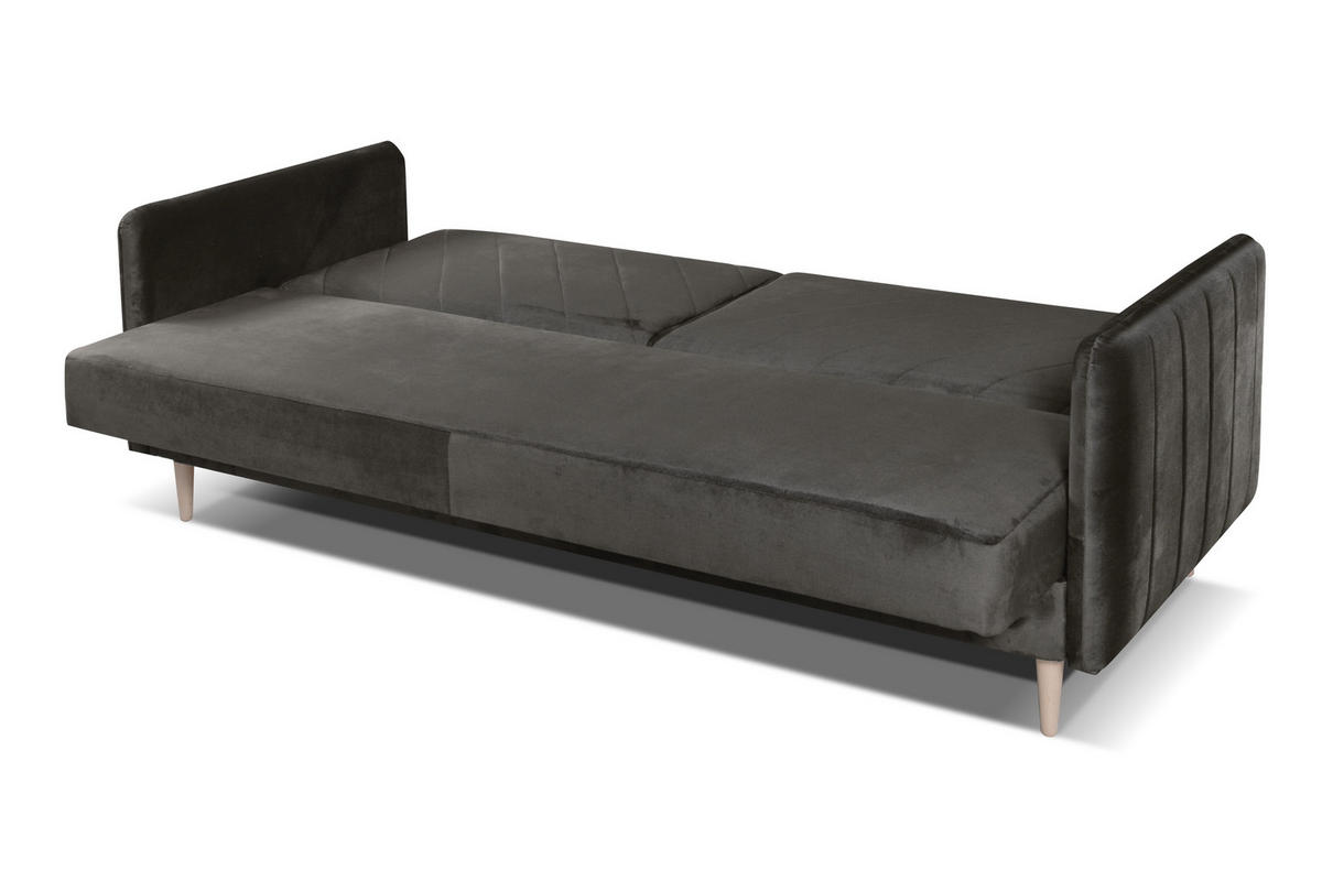 SCHLAFSOFA Vesto Grau Velours - Bettkasten - 207x93 cm - Grau, Holz/Holzwerkstoff (207/93/93cm) - Ravio
