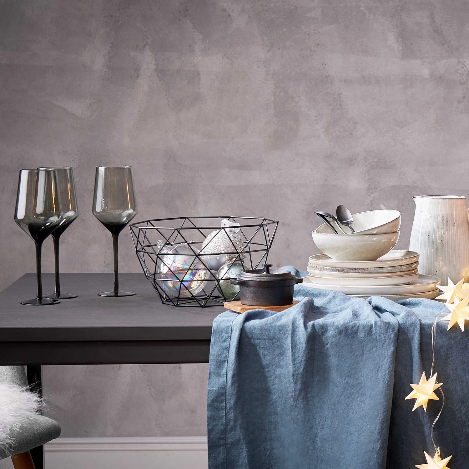 GESCHIRR-SET (16-teilig) Henley - Grau, Keramik (29/32/35cm) - BUTLERS