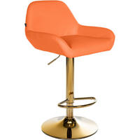 BARHOCKER Lederlook orange - Goldfarben/Orange, Textil/Metall (51/89/52cm) - CLP