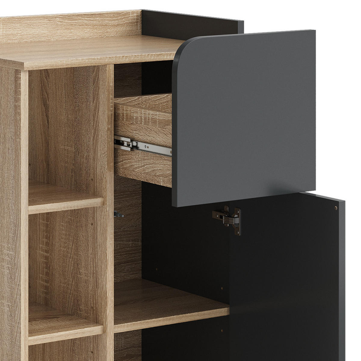 UNTERSCHRANK Karen Anthrazit 50 x 90 cm mit Tür und Schublade - Anthrazit/Sonoma Eiche, Holzwerkstoff (50/90/35cm) - Vicco