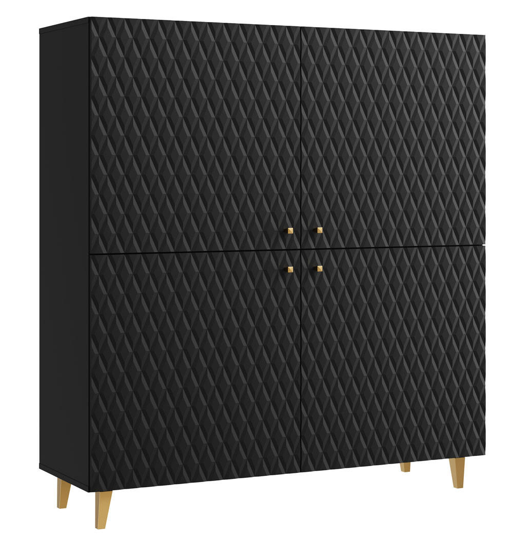 HIGHBOARD Phuket Schwarz 120 / 39 / 128 cm - Goldfarben/Schwarz, Holz/Holzwerkstoff (120/128/39cm) - Feldmann-Wohnen