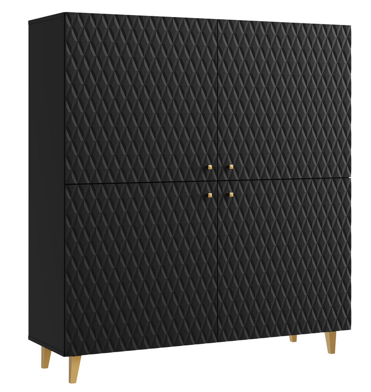 HIGHBOARD Phuket Schwarz 120 / 39 / 128 cm - Goldfarben/Schwarz, Holz/Holzwerkstoff (120/128/39cm) - Feldmann-Wohnen