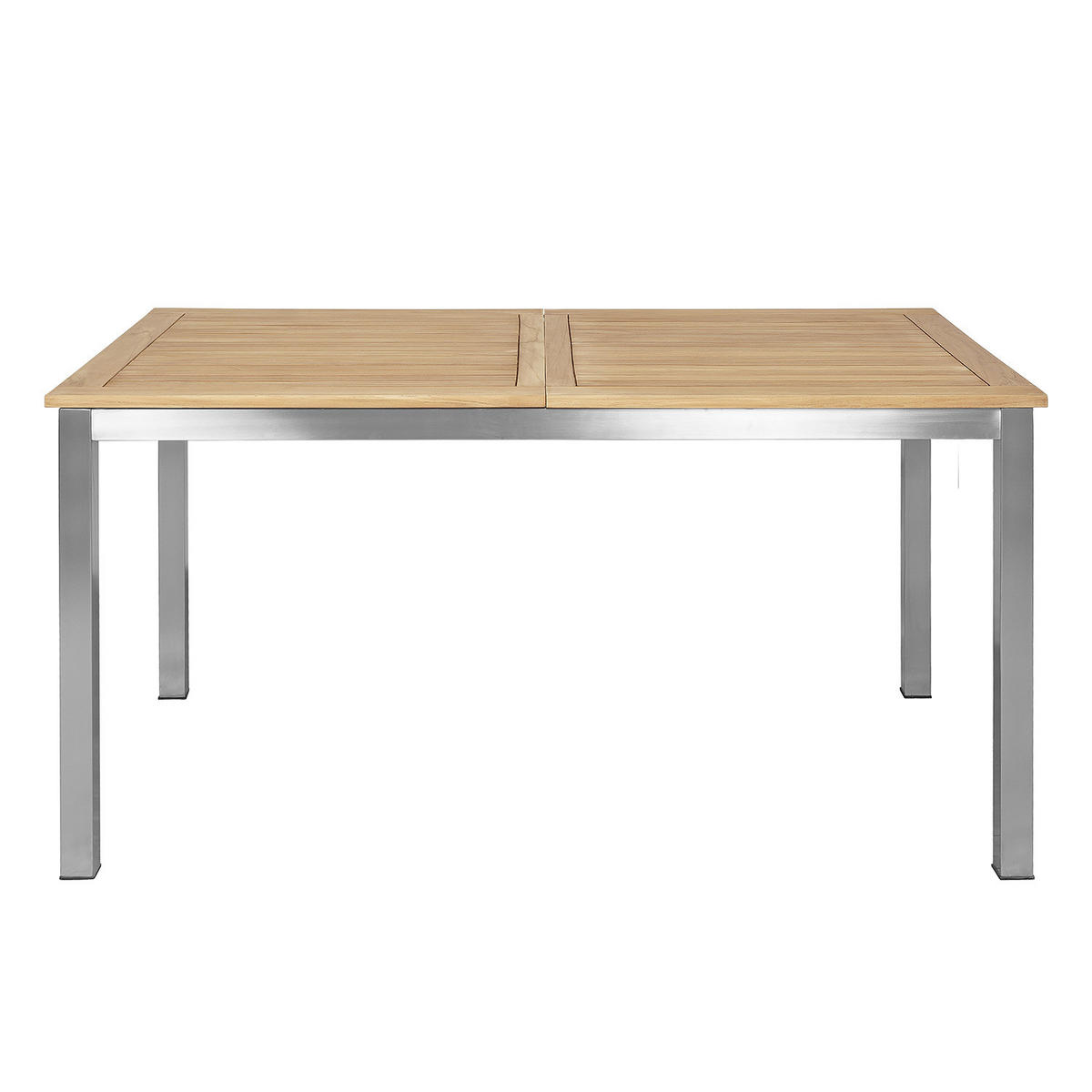 GARTENTISCH - Teak massiv / Edelstahl - Ausziehfunktion - Silberfarben/Braun, Holz/Metall (90/150/75cm) - home24