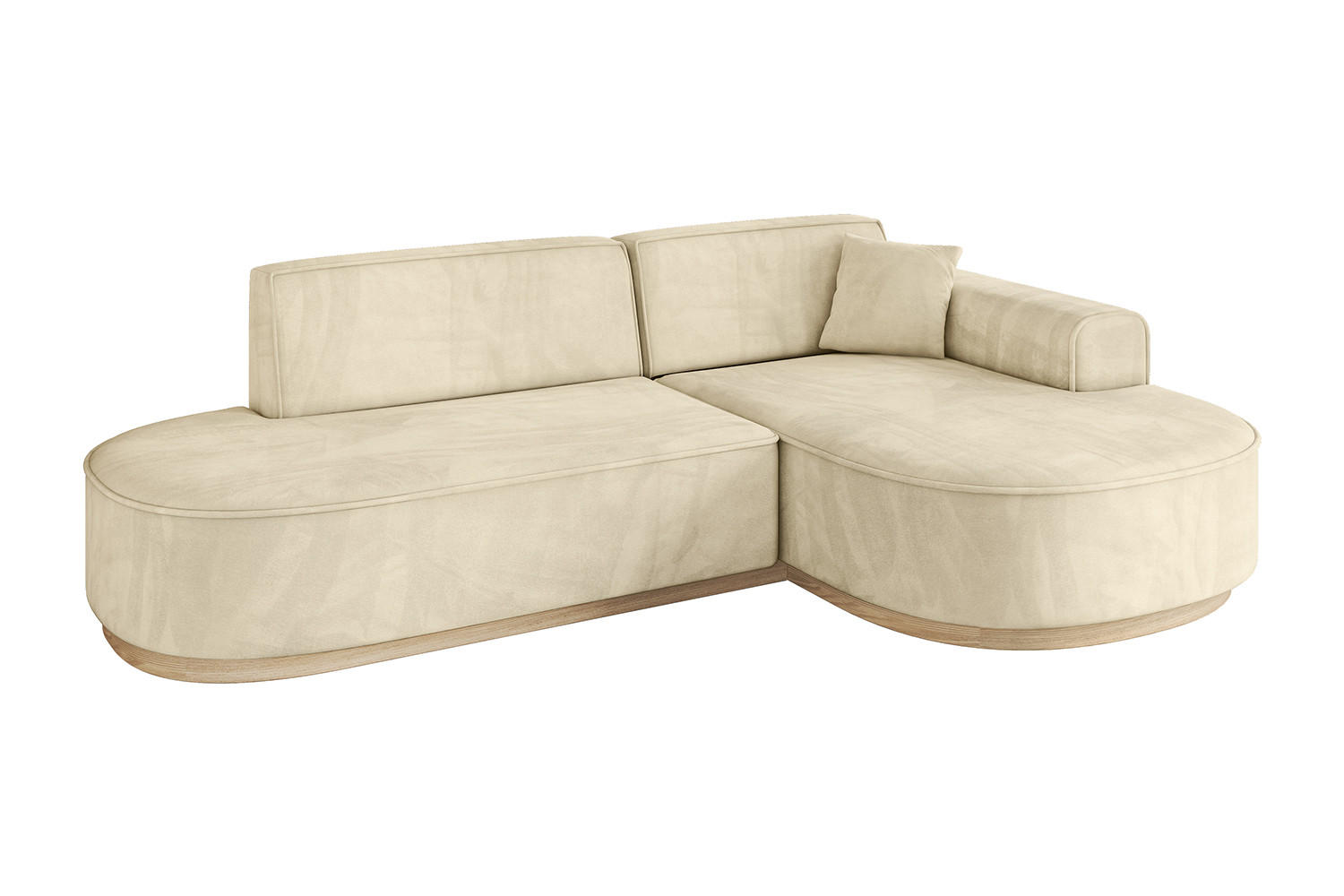 ECKSOFA Ottomane Rechts MARI-L1-v1 - 243x171x83 cm Beige Velours - Beige, Holzwerkstoff/Textil (171/243cm) - ALTDECOR