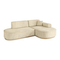 ECKSOFA Ottomane Rechts MARI-L1-v1 - 243x171x83 cm Beige Velours - Beige, Holzwerkstoff/Textil (171/243cm) - ALTDECOR