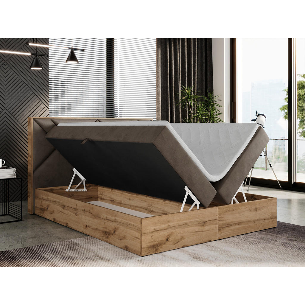 Thumbnail - MKS Boxbett, Braun, Textil, 2-Sitzer, H4, 7-Zonen, Rechteckig, 140x200 cm, Schlafzimmer, Betten, Boxspringbetten