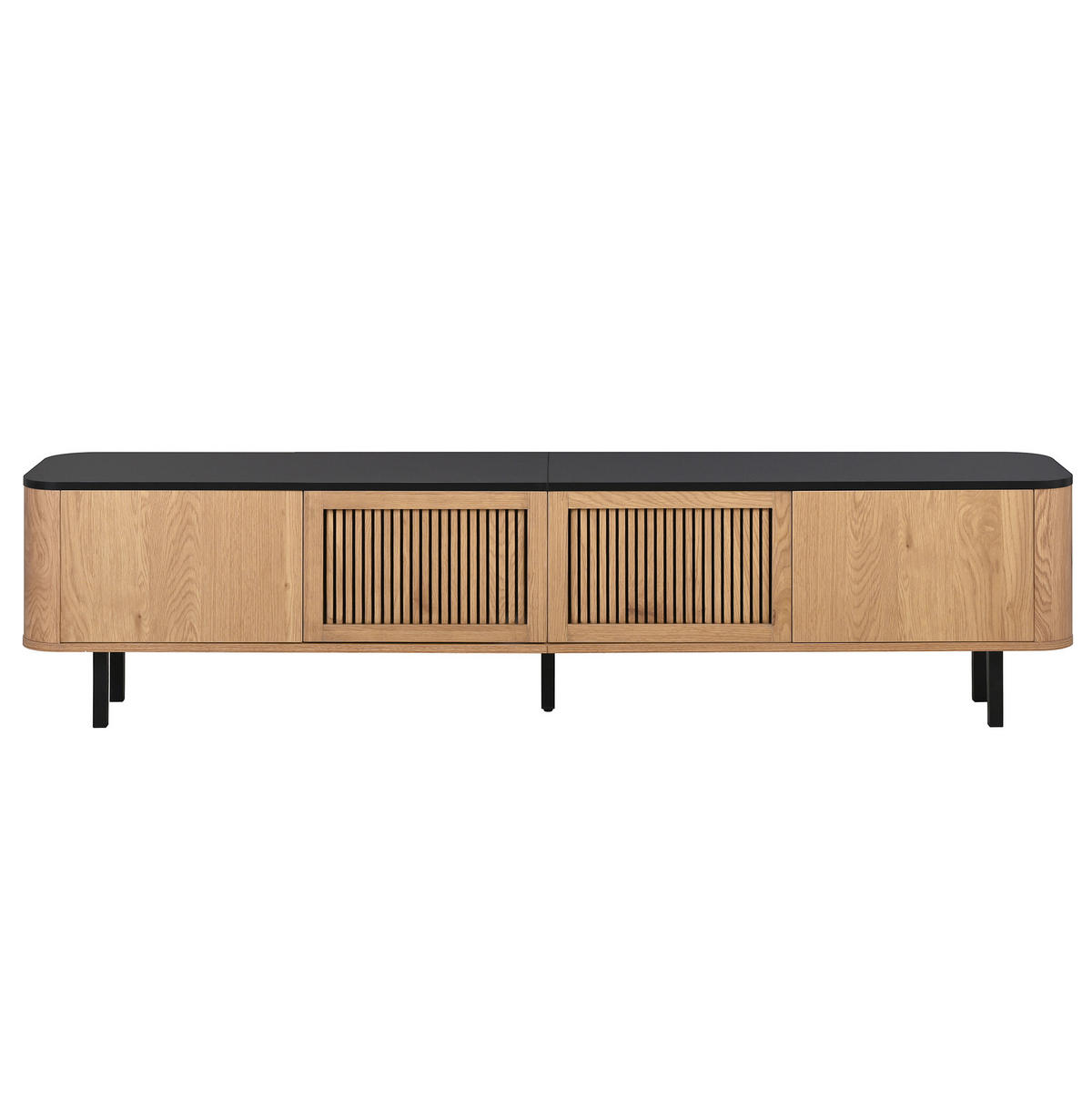 TV-LOWBOARD aus MDF und Spanplatte 190x35x45 cm Eichenholzfarbe mit Gittertüren und Stauraum - Braun, Holzwerkstoff (190/45/35cm) - IVMEU