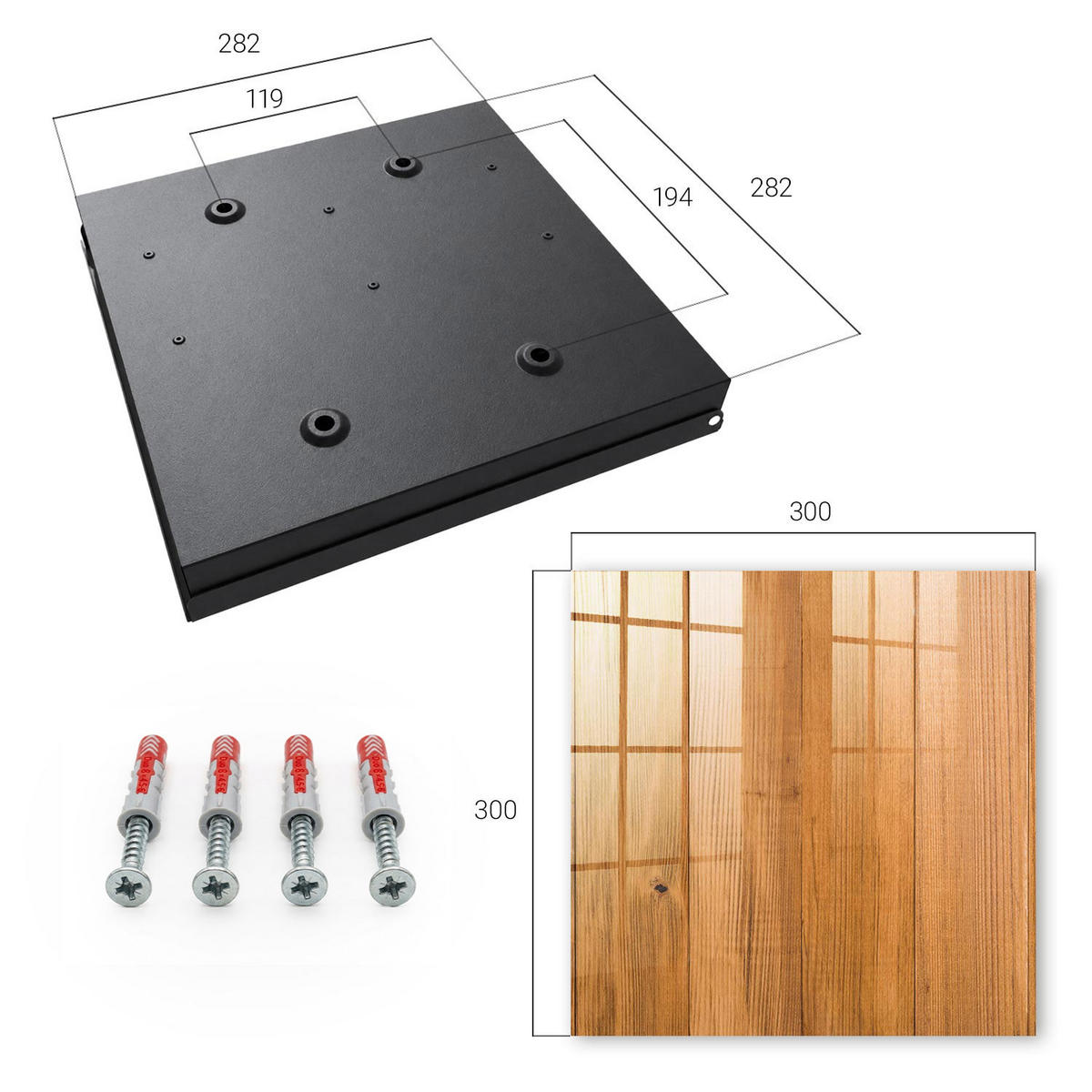 SCHLÜSSELBOX Schwarz 30x30 cm- Türöffnung nach rechts - Holzstruktur - Braun, Metall (30/30/5cm) - TULUP