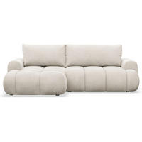 ECKSOFA Ombo Mini, Creme Plüsch, linksseitig - Creme/Schwarz, Kunststoff/Textil (246/155cm) - Selsey