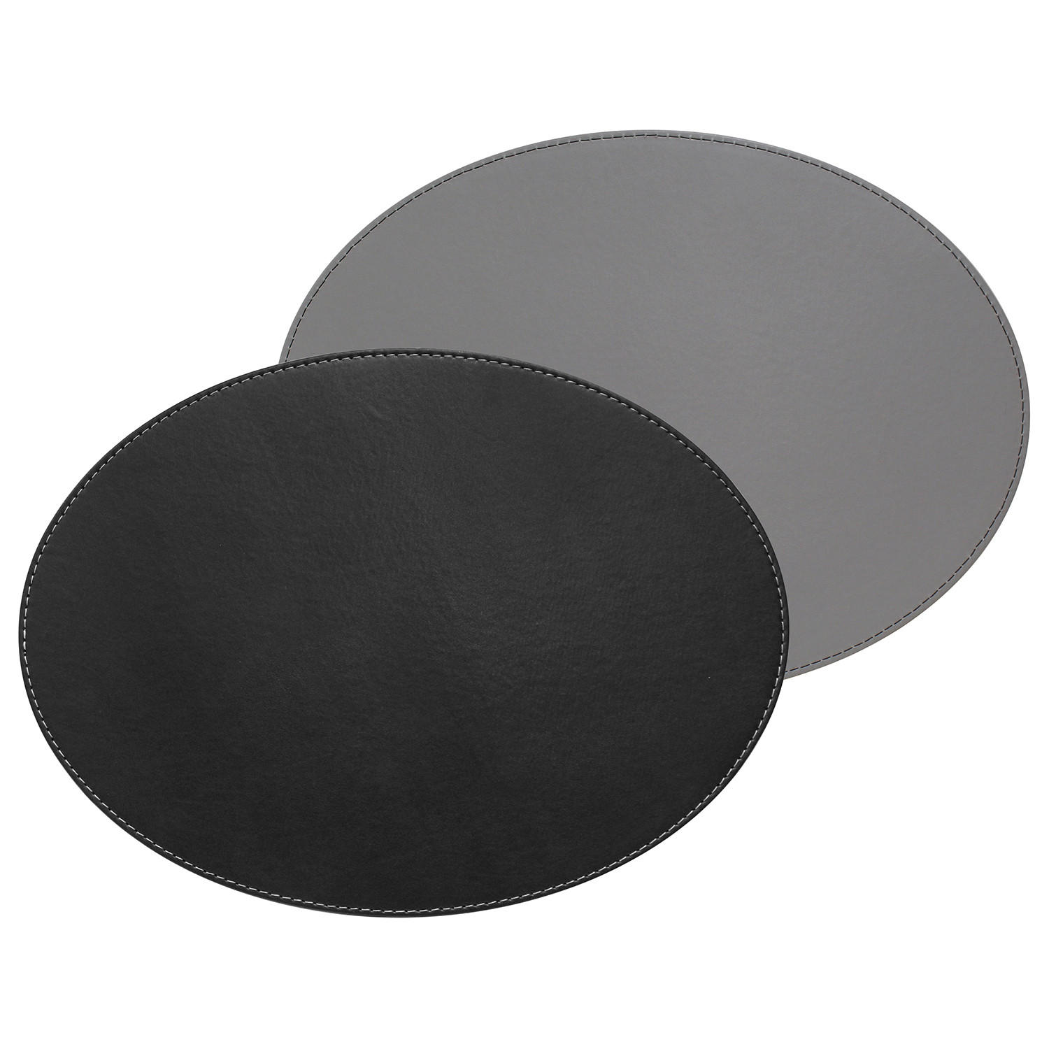 PLATZSET oval 45 x 34cm grau / schwarz - Multicolor, Textil (45/34/0.5cm) - Freeform