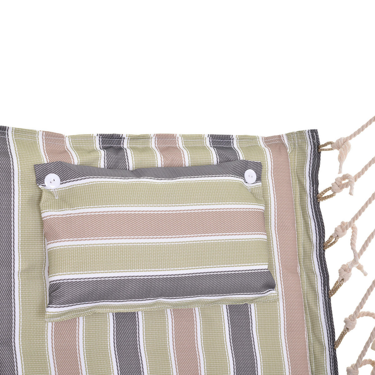 HÄNGESESSEL DE-15226 100/49/106 cm mit Macramé Mehrfarbig gestreift - Beige, Metall (49/106/100cm) - ComfortXL