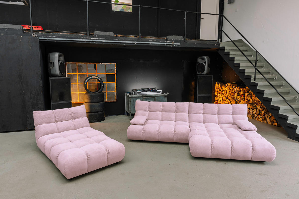 SITZGRUPPE VIVIEN 3ER SET Pink Cord - Pink/Rosa, Kunststoff/Textil (510/85/359cm) - KAWOLA