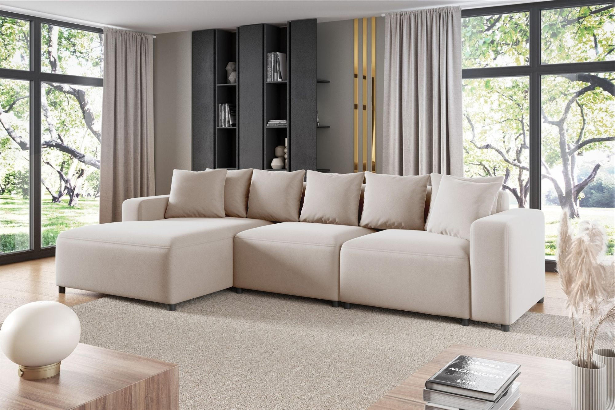 ECKSOFA Megan In Salvador - Beige, Holzwerkstoff/Textil (331/165cm) - Fun Möbel