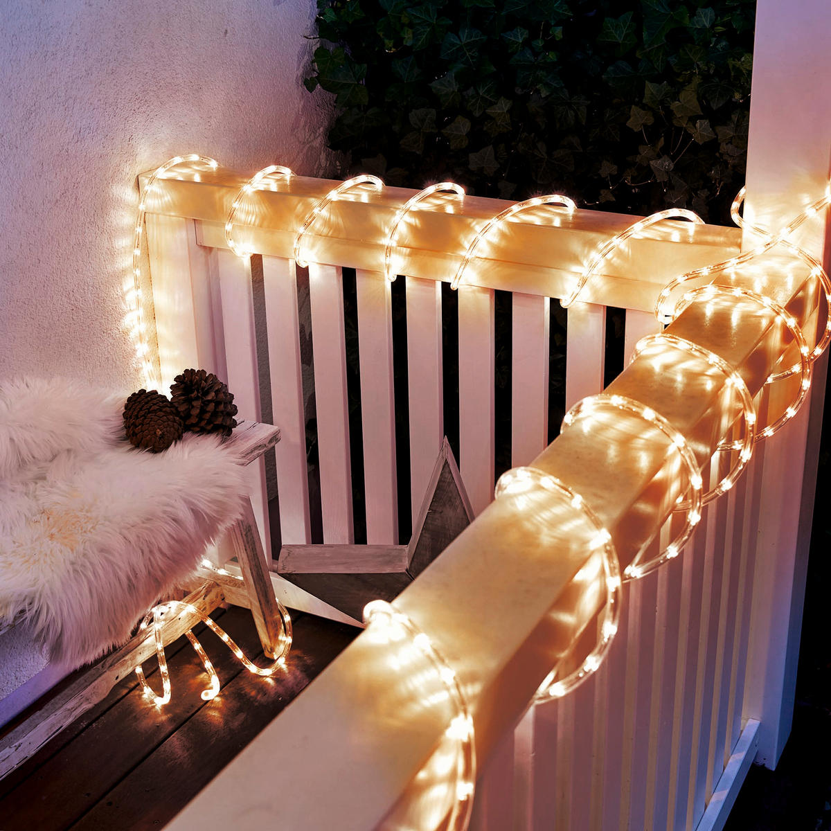 LED-LICHTSCHLAUCH 10m 18W für Innen und Außen 200 LEDs Bernsteinwarmes Licht - Weiß, Kunststoff (1000cm) - Northpoint