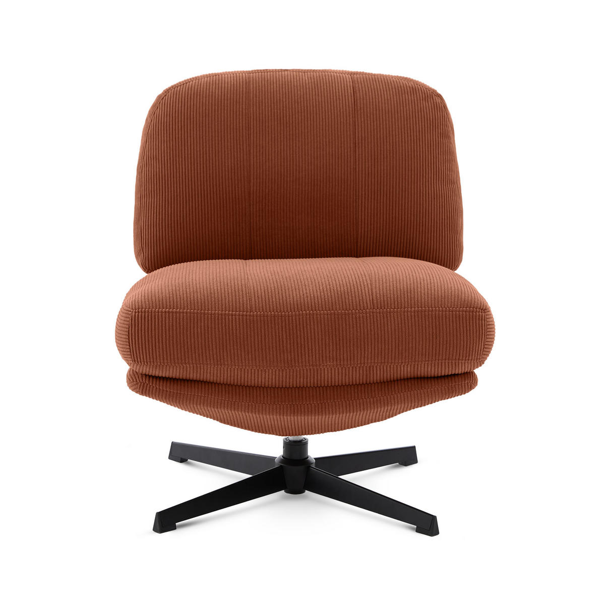 DREHSESSEL Lena aus moderner Cord terrakottafarbenem - Rot/Schwarz, Textil/Metall (67/80/78cm) - Sicaan