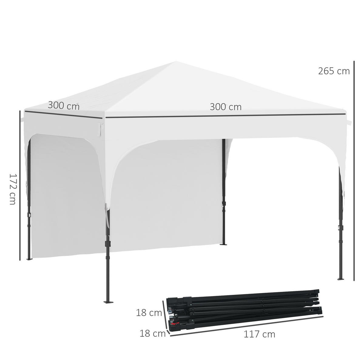 PAVILLON mit dreifach verstellbarer Höhe, 3x3m,weiß - Weiß, Metall (300/265/300cm) - Vallsero