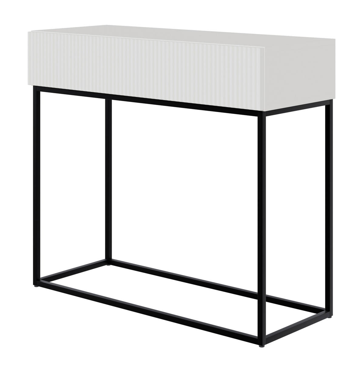 KONSOLENTISCH Veldio Weiß mit schwarzen Beinen 90 cm - Schwarz/Weiß, Holzwerkstoff/Metall (35.6/90/79cm) - Selsey