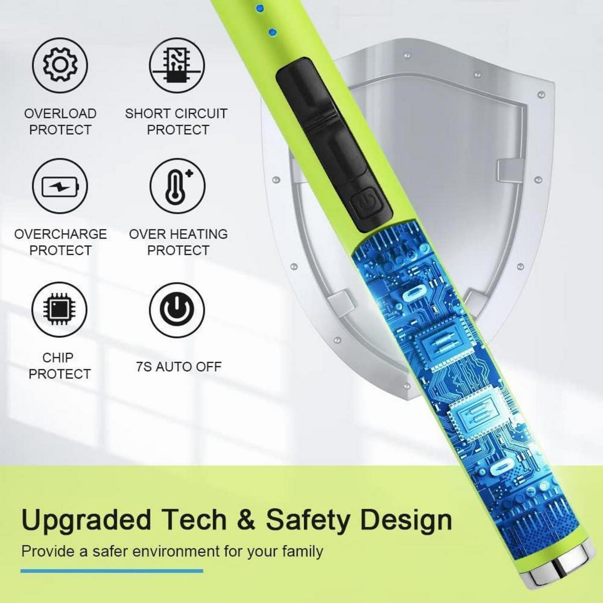 STABFEUERZEUG Plasma USB Aufladbar Gelb - Hellgrün, Kunststoff (4.1/1.7/17.9cm)