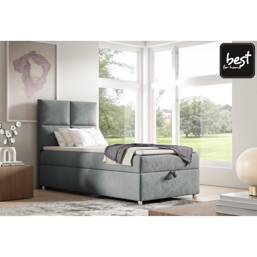 BOXBETT mit Bettkasten Trinity K2-SINGLE Bonellfederkern inkl - Grau, Holz/Holzwerkstoff (70/200cm) - Best For Home