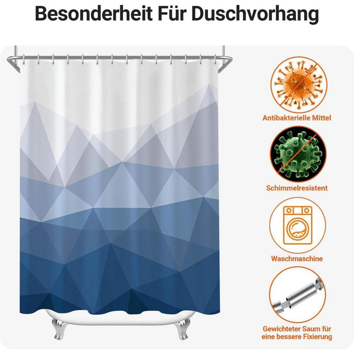 DUSCHVORHANG Geometrischer Verlauf 200 x 200 cm - Multicolor, Textil (200/200cm)