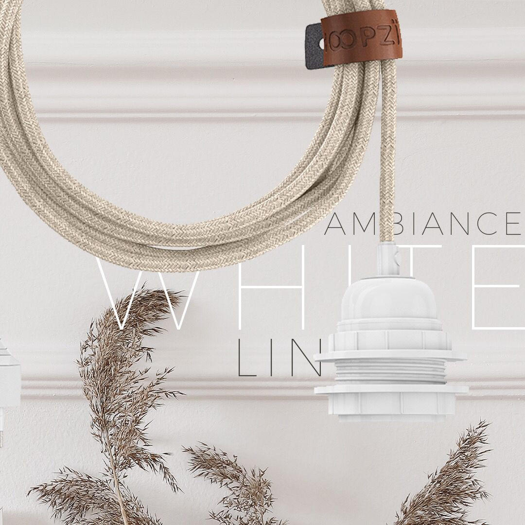 HÄNGELAMPE Bala mit Kabel und Schalter beige - Beige/Weiß, Textil (450/1/450cm) - HOOPZI