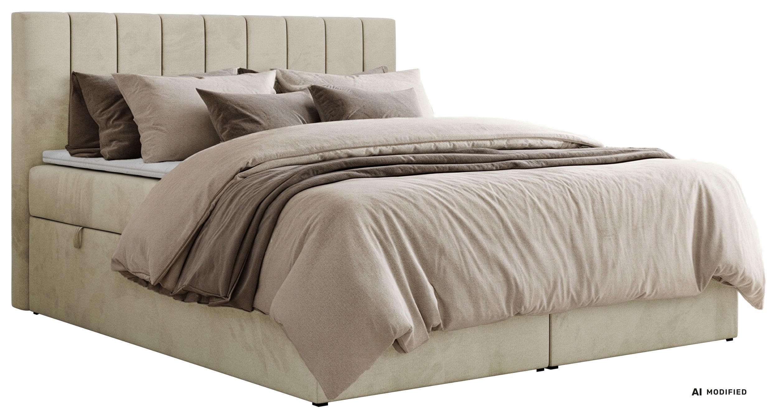 BOXBETT ALVER 200/200 - Beige Velvet - Topper T25 - H3 - Beige/Schwarz, Kunststoff/Textil (200/200cm) - MKS
