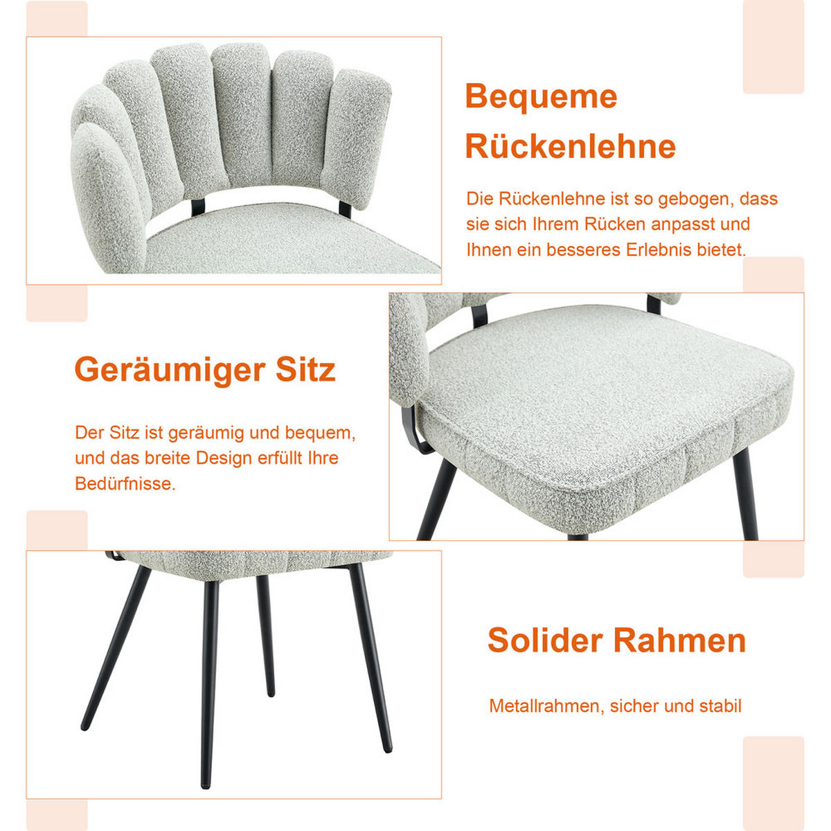 TISCHGRUPPE 3-tlg Runder Esstisch 60cm Hellgrau - Grau, Metall (73.5/21.5/76cm) - Raelunyi