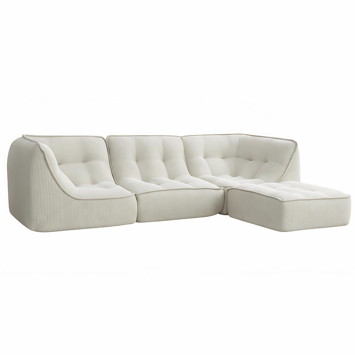 GARTENSOFA mit 3 Sitzplätzen, Ecru - Weiß, Textil (260/70/165cm) - Oviala