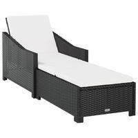 SONNENLIEGE Mit CremeWeißer Auflage Poly Rattan Schwarz - Schwarz, Kunststoff (68/73/201cm) - vidaXL