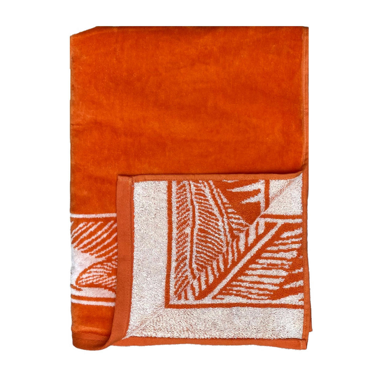 STRANDTUCH Frottee Velours Jacquard Orange 90x170 400g/m² - Nossa - Orange, Textil (170/90cm) - LE COMPTOIR DE LA PLAGE