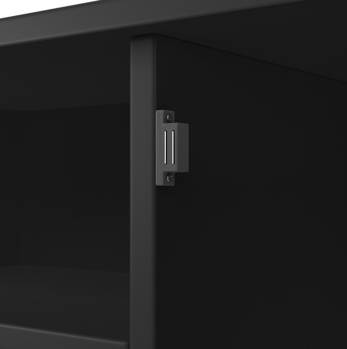 KÜCHENSCHRANK mit Weinregal 120 x 40 x 188 cm MDF Schwarz - Schwarz, Holzwerkstoff (40/188/120cm) - Meubliv