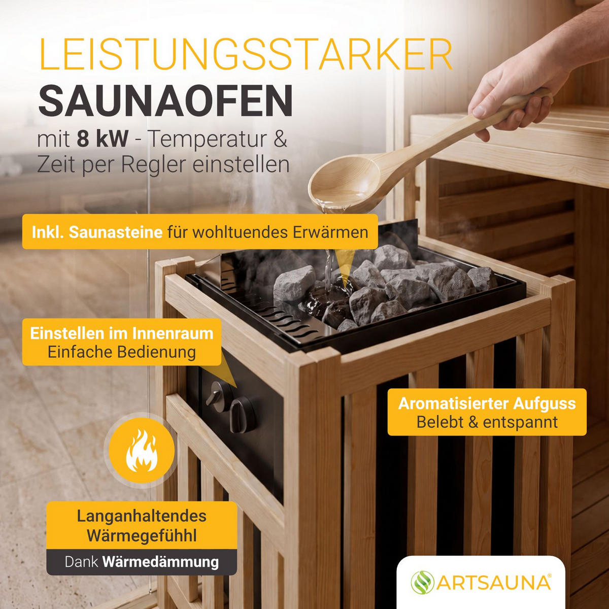 SAUNAKABINE Espoo200 Premium - Naturfarben, Holz (200/200/200cm) - Artsauna