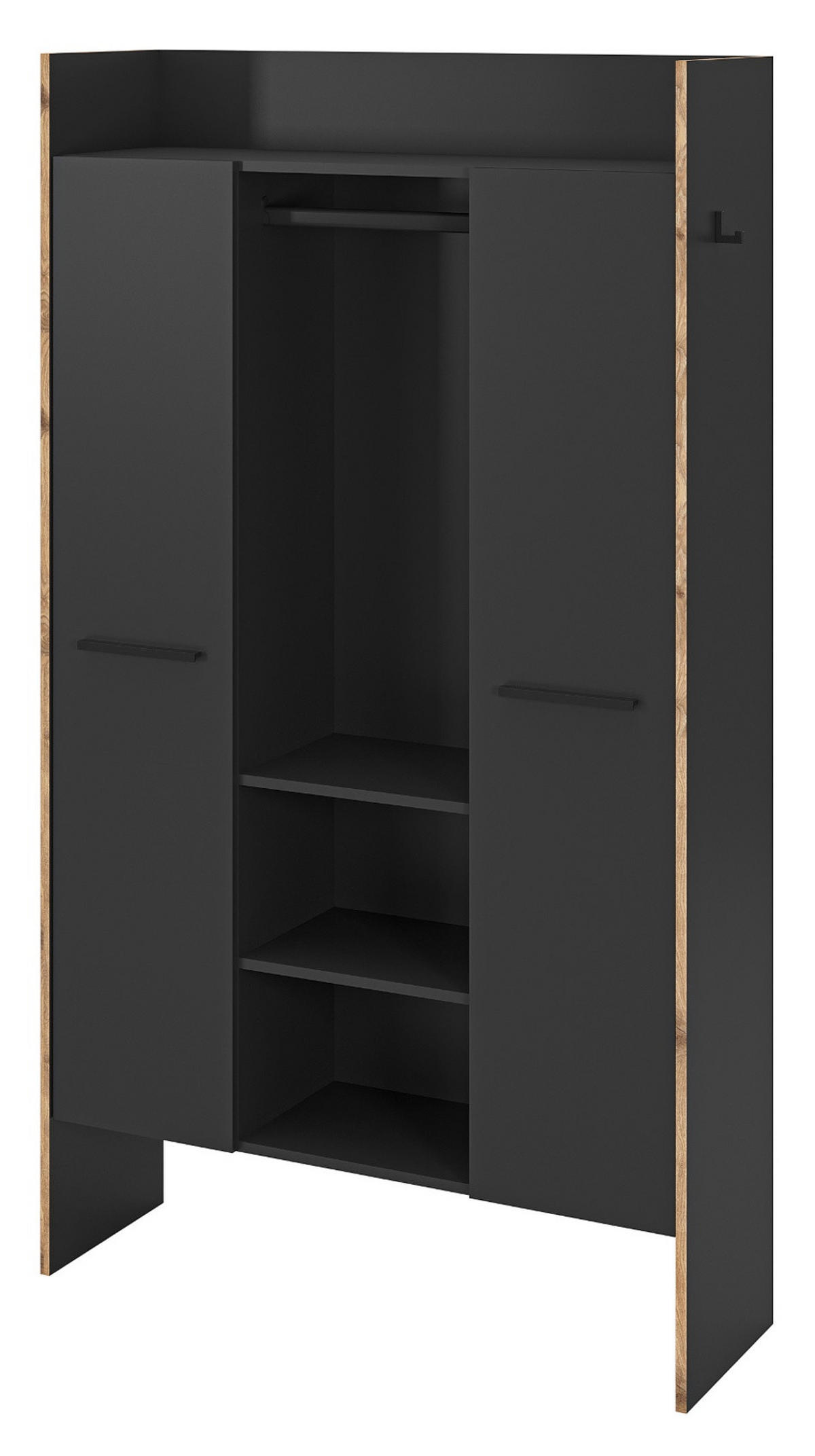 GARDEROBE grau und Nox Eiche, Kompaktgarderobe 105 x 189 cm, Salud - Dunkelgrau/Schwarz, Holzwerkstoff/Kunststoff (105/189/37cm) - Inn.Furn